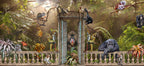 Jungle Zoo Gate Wallpaper : Mandrill Monkey Tropical 3D Mural - flat design