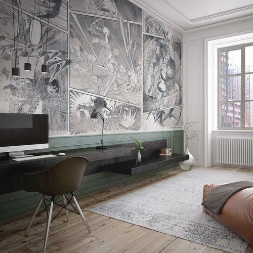 Comic Page Wallpaper : Grey Sketch Panel Mural