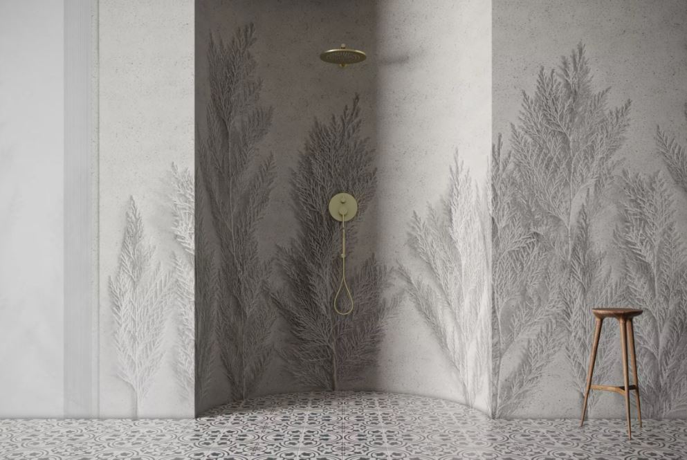 White 3D Leaves Wallpaper : Embossed Fern Relief Mural