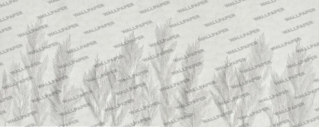 White 3D Leaves Wallpaper : Embossed Fern Relief Mural - flat design