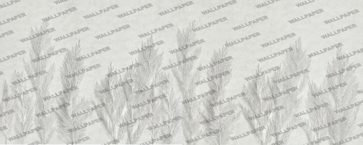 White 3D Leaves Wallpaper : Embossed Fern Relief Mural - flat design