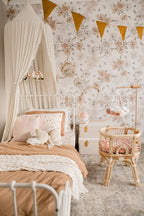 Peach Line Floral Wallpaper : Spring Blossom Branch Pattern - View 3