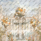 Cherub Fountain Wallpaper : Classical Garden Colonnade Mural - View 2