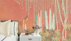 Wisteria Cranes Wallpaper : Teal Hanging Blossom Mural - View 5