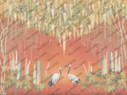 Wisteria Cranes Wallpaper : Teal Hanging Blossom Mural - View 4