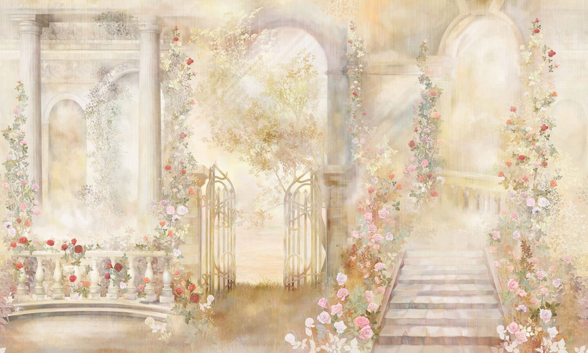 Golden Garden Arch Wallpaper : Warm Roman Gate Mural - View 2
