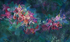 Grey Parrot Tropical Wallpaper : Vivid Jungle Flowers Mural - View 2