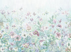 Pastel Peony Wallpaper : Soft Mint Watercolor Floral Mural - View 2
