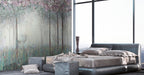 Misty Deer Forest Wallpaper : Faded Pastel Woods Mural