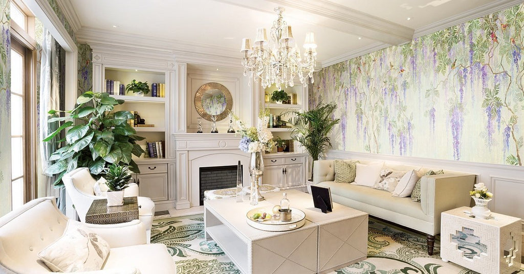 Wisteria Wallpaper : Hanging Purple Flowers Mural