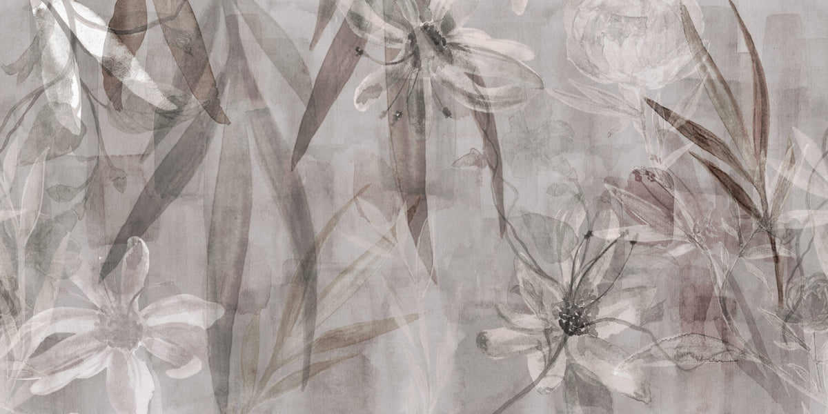 Watercolor Leaf Wallpaper : Teal Abstract Botanical Mural - View 4
