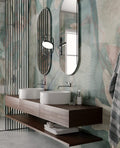 Watercolor Leaf Wallpaper : Teal Abstract Botanical Mural