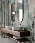 Watercolor Leaf Wallpaper : Teal Abstract Botanical Mural