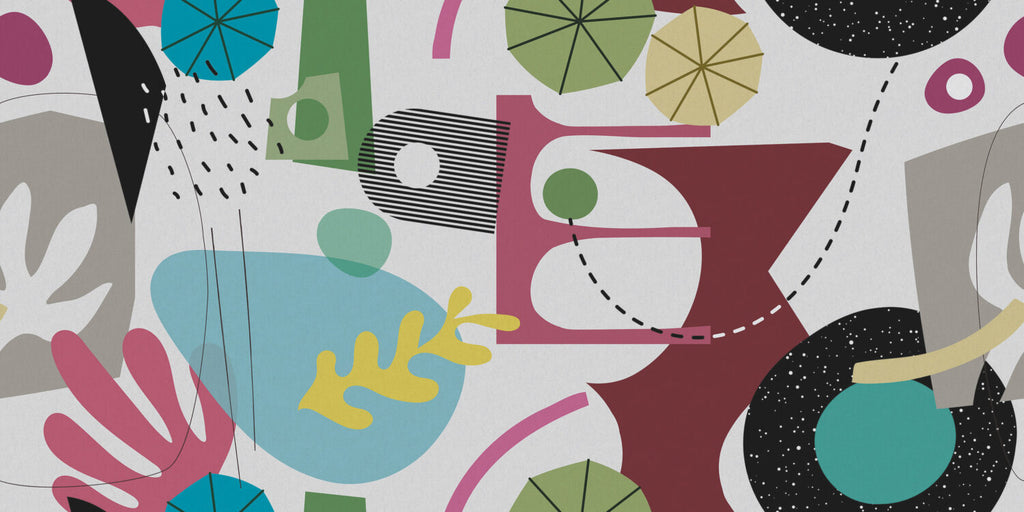 Memphis Abstract Wallpaper : Bold Shapes and Stripes Mural - View 2