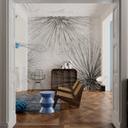 Palm Frond Sketch Wallpaper : Black and White Radiating Lines Mural