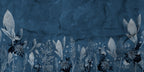 Navy Linen Leaf Wallpaper : Fabric Texture Botanical Mural - View 2
