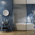 Navy Linen Leaf Wallpaper : Fabric Texture Botanical Mural