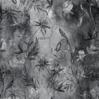 Grey Concrete Botanical Wallpaper : Monochrome Lily Mural - View 2