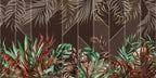 Geometric Tropical Leaf Wallpaper : Brown Panel Jungle Mural - View 2