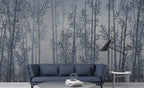 Blue Bamboo Forest Wallpaper : Misty Grove Mural - View 3