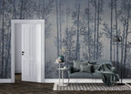 Blue Bamboo Forest Wallpaper : Misty Grove Mural - View 4