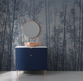 Blue Bamboo Forest Wallpaper : Misty Grove Mural
