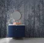 Blue Bamboo Forest Wallpaper : Misty Grove Mural