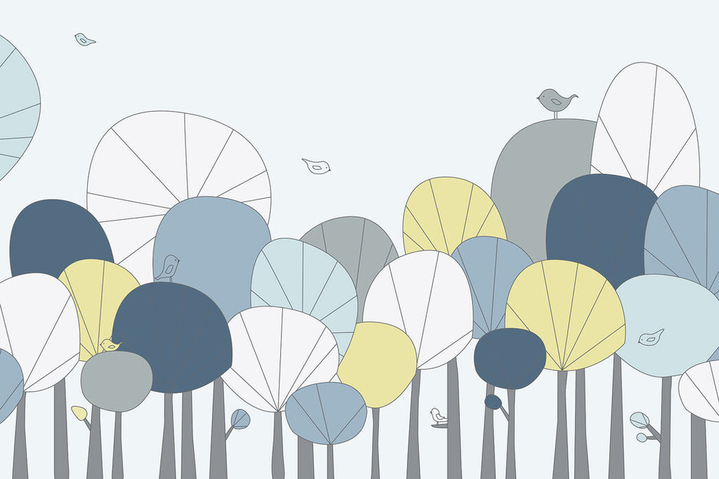 Scandi Scallop Tree Wallpaper : Pastel Fan Shapes Mural - View 2
