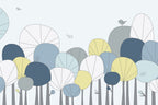 Scandi Scallop Tree Wallpaper : Pastel Fan Shapes Mural - View 2