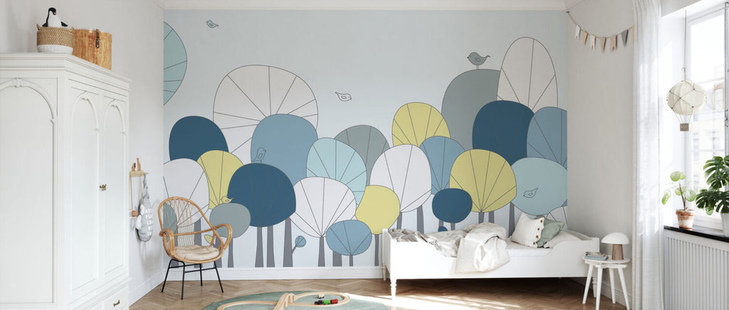 Scandi Scallop Tree Wallpaper : Pastel Fan Shapes Mural