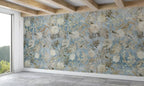 Vintage Bird Floral Wallpaper : Faded Blue Peony Mural - View 4