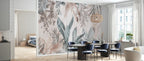 Soft Watercolor Leaves Wallpaper : Pastel Tropical Foliage Mural - View 3