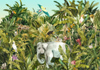 Jungle Elephant Wallpaper : Watercolor Monkeys Mural - View 2