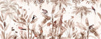 Sepia Jungle Animal Wallpaper : Giraffe Banana Tree Mural - View 2