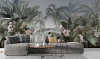 Tropical Lake Wallpaper : Palms and Orchids by the Water Mural - View 3
