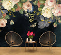 Dark Rose and Butterfly Wallpaper : Moody Floral Mural