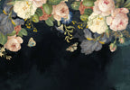 Dark Rose and Butterfly Wallpaper : Moody Floral Mural - flat design