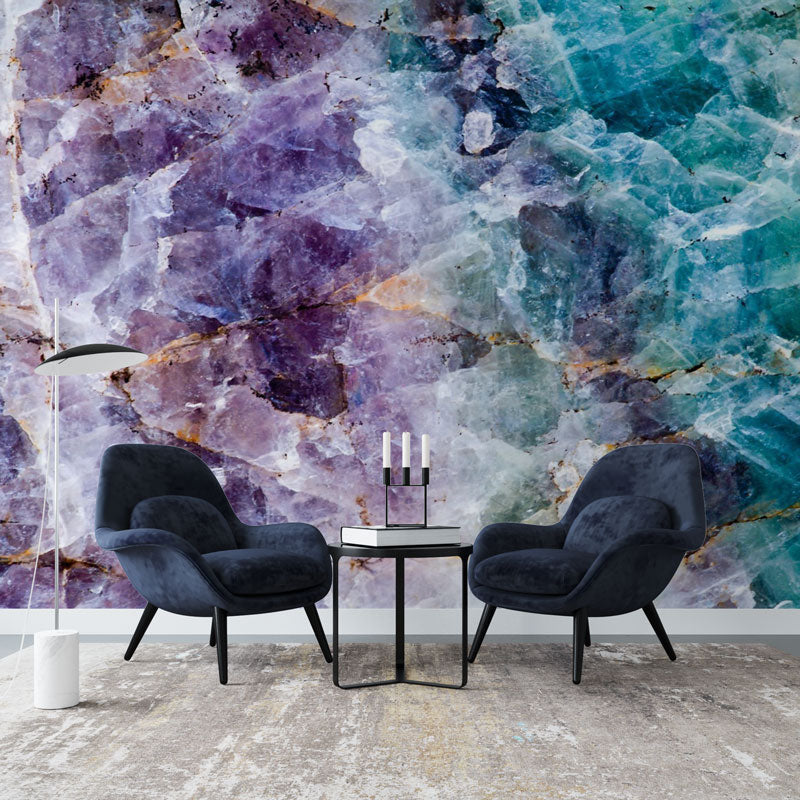 Purple Crystal Wallpaper : Amethyst and Teal Stone Mural - View 3