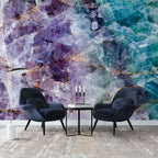 Purple Crystal Wallpaper : Amethyst and Teal Stone Mural - View 3