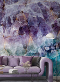 Purple Crystal Wallpaper : Amethyst and Teal Stone Mural