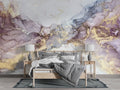 Lilac Gold Ink Wallpaper : Soft Marble Swirl Mural