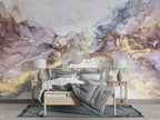 Lilac Gold Ink Wallpaper : Soft Marble Swirl Mural