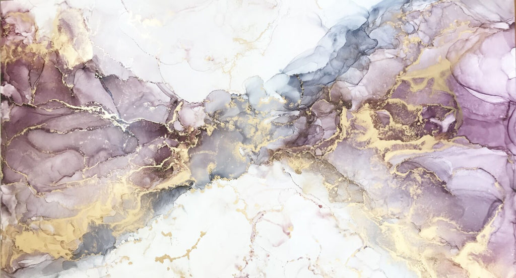 Lilac Gold Ink Wallpaper : Soft Marble Swirl Mural - flat design