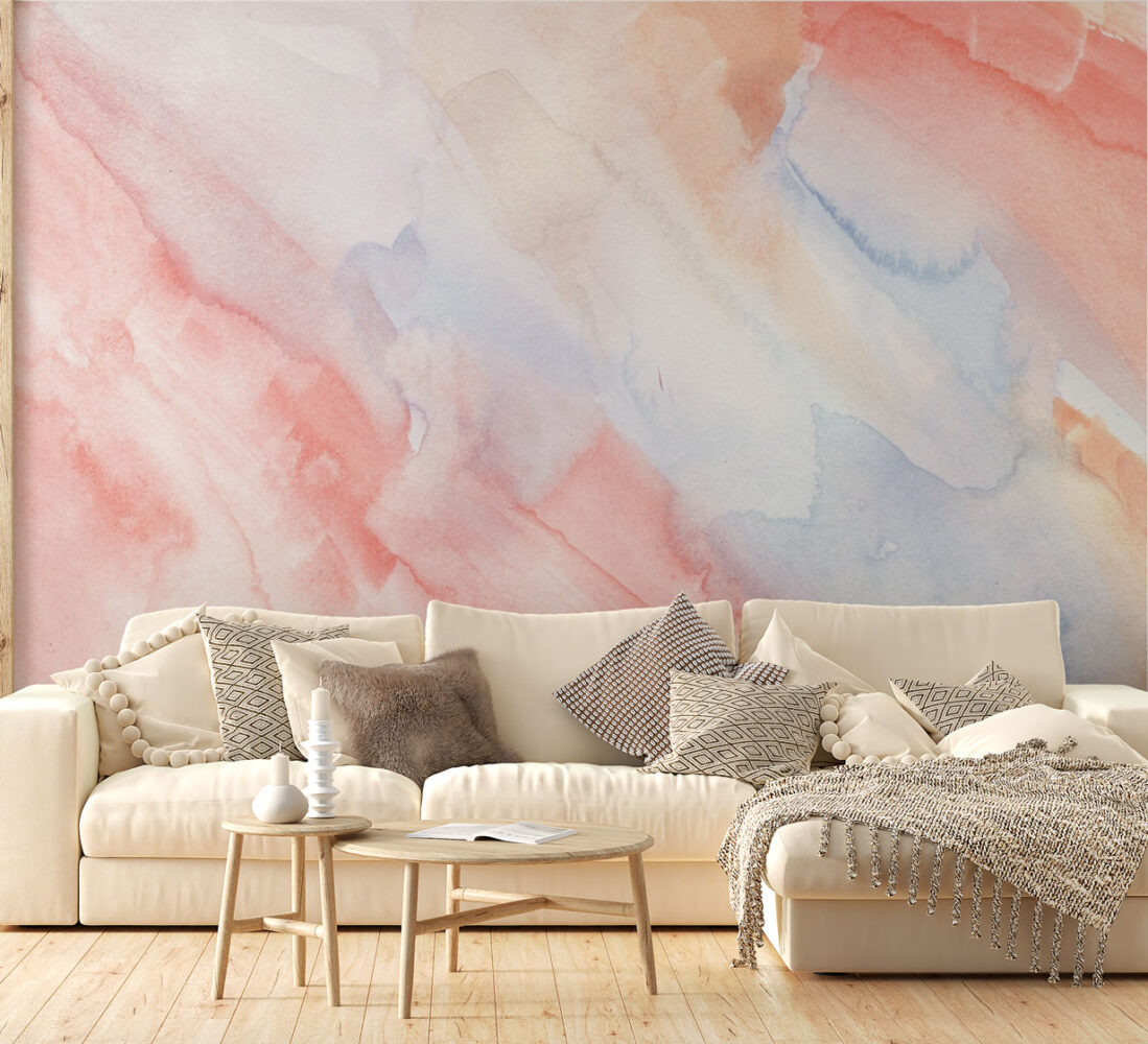Pastel Watercolor Wash Wallpaper : Soft Gradient Mural - View 2