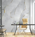 Grey Marble Gold Line Wallpaper : Embossed Stone Effect Mural
