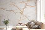 Ecru Marble Wallpaper : Copper Vein Stone Mural