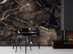 Dark Brown Marble Wallpaper : Gold Vein Stone Mural - View 2