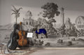 Royal Elephant Toile Wallpaper : Grey Palace Procession Mural