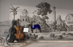 Royal Elephant Toile Wallpaper : Grey Palace Procession Mural