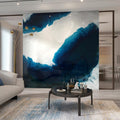 Navy Wave Marble Wallpaper : Deep Blue Fluid Mural